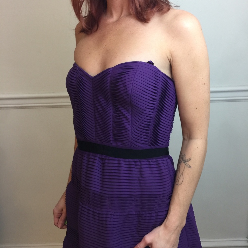 BCBGMAXAZRIA Purple Strapless A-Line Skater Dress - Picture 8 of 8